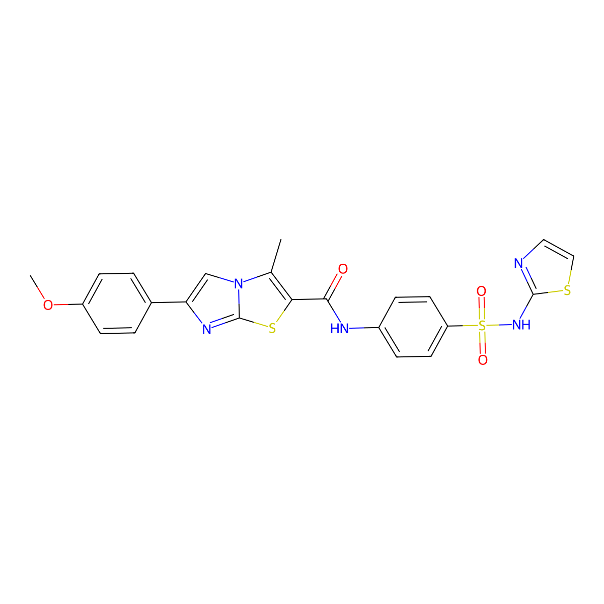 6-(4-methoxyphenyl)-3-methyl-N-(4-(N-(thiazol-2-yl)sulfamoyl)phenyl)imidazo[2,1-b]thiazole-2-carboxamide molecular structure, CAS 852135-02-5