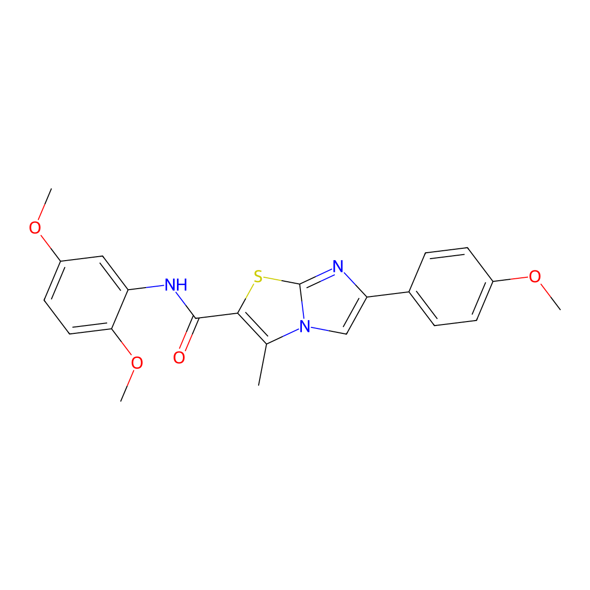 N-(2,5-dimethoxyphenyl)-6-(4-methoxyphenyl)-3-methylimidazo[2,1-b][1,3]thiazole-2-carboxamide molecular structure, CAS 852135-07-0