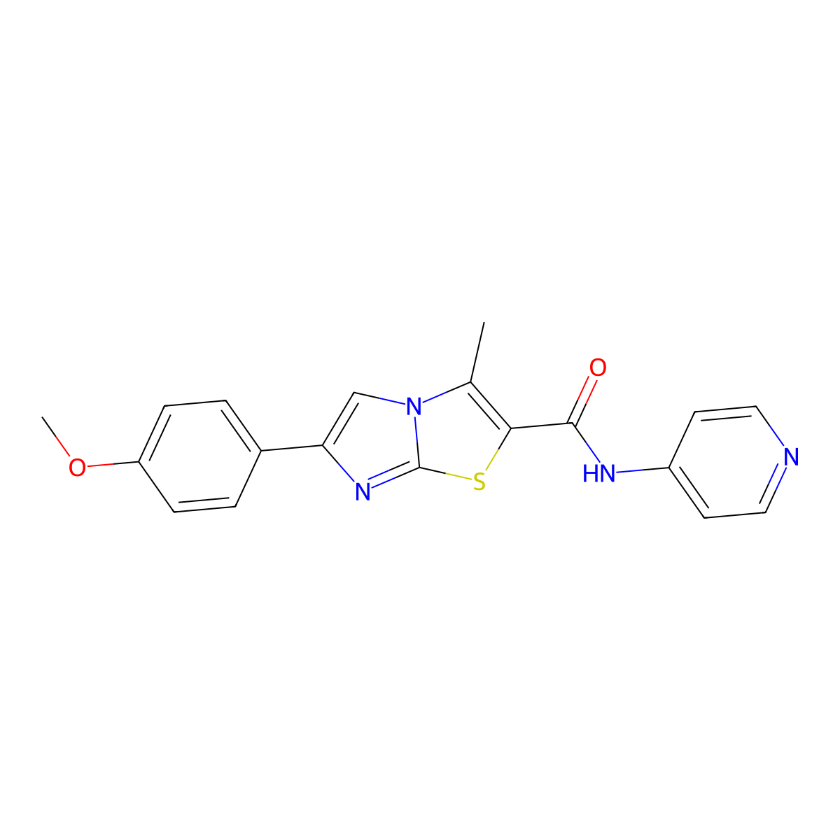6-(4-methoxyphenyl)-3-methyl-N-pyridin-4-ylimidazo[2,1-b][1,3]thiazole-2-carboxamide molecular structure, CAS 852135-10-5