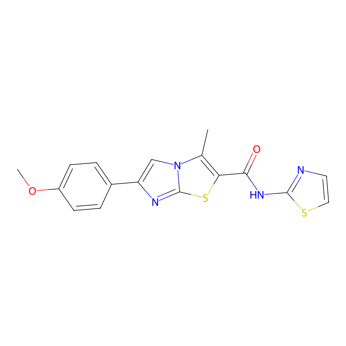 6-(4-methoxyphenyl)-3-methyl-N-(1,3-thiazol-2-yl)imidazo[2,1-b][1,3]thiazole-2-carboxamide molecular structure, CAS 852135-12-7
