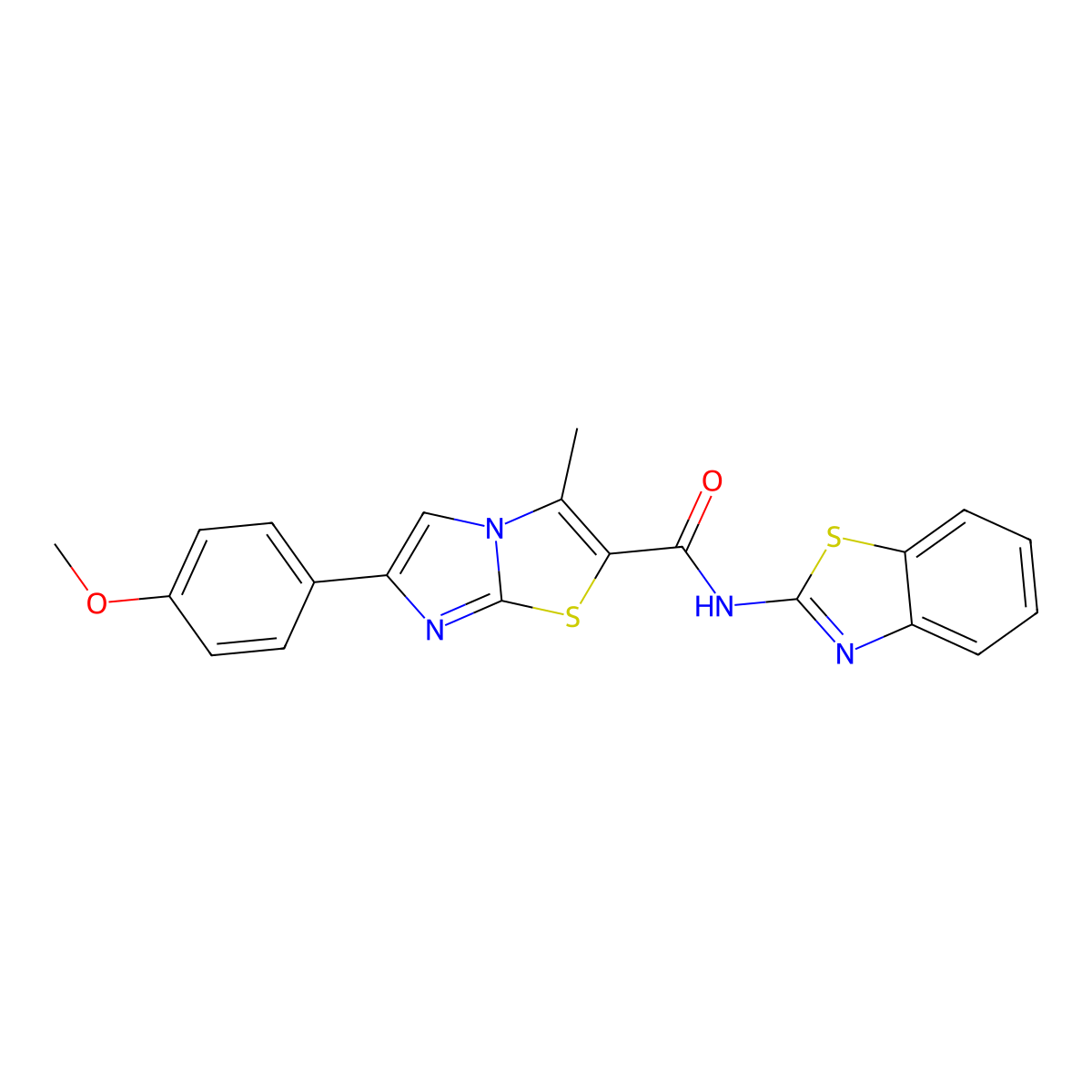 N-(benzo[d]thiazol-2-yl)-6-(4-methoxyphenyl)-3-methylimidazo[2,1-b]thiazole-2-carboxamide molecular structure, CAS 852135-13-8