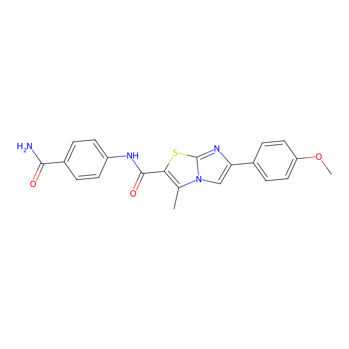 N-(4-carbamoylphenyl)-6-(4-methoxyphenyl)-3-methylimidazo[2,1-b]thiazole-2-carboxamide molecular structure, CAS 852135-18-3