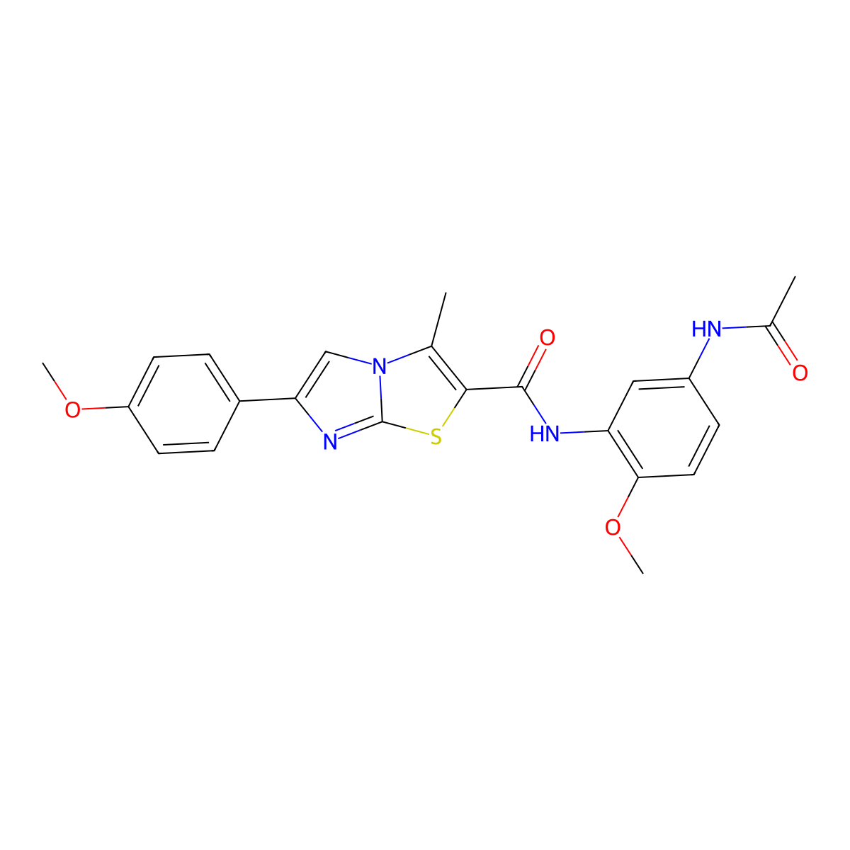 N-(5-acetamido-2-methoxyphenyl)-6-(4-methoxyphenyl)-3-methylimidazo[2,1-b][1,3]thiazole-2-carboxamide molecular structure, CAS 852135-19-4