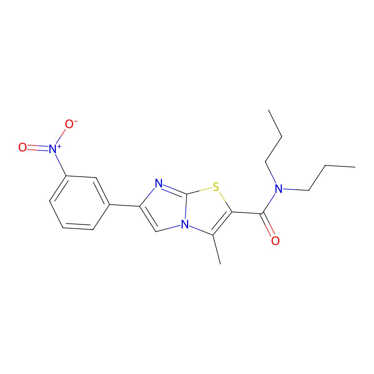 3-methyl-6-(3-nitrophenyl)-N,N-dipropylimidazo[2,1-b]thiazole-2-carboxamide molecular structure, CAS 852135-21-8