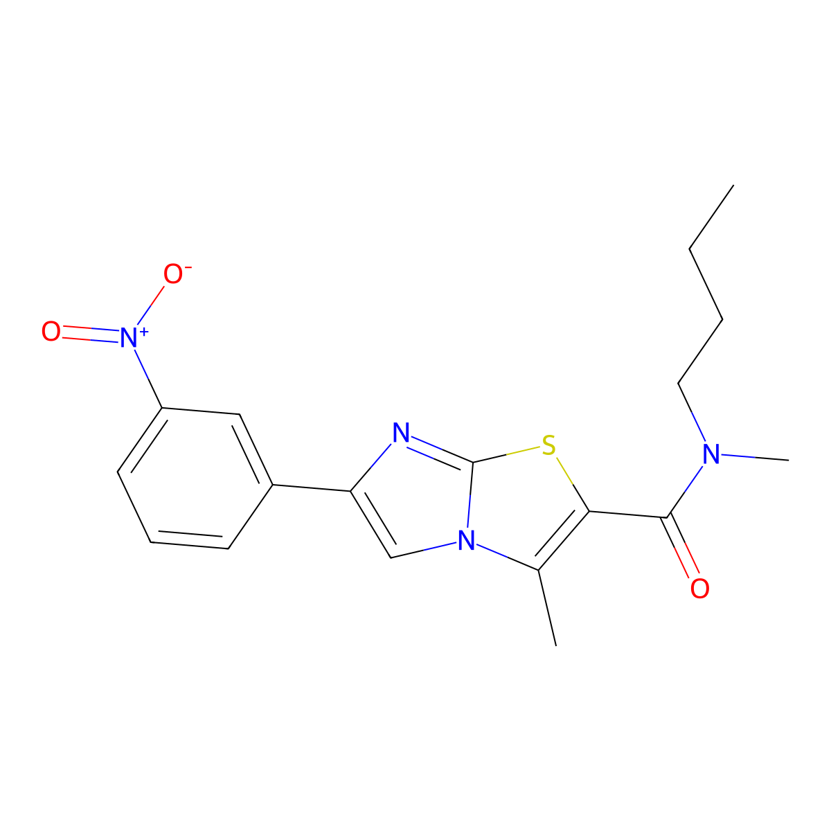 N-butyl-N,3-dimethyl-6-(3-nitrophenyl)imidazo[2,1-b][1,3]thiazole-2-carboxamide molecular structure, CAS 852135-24-1