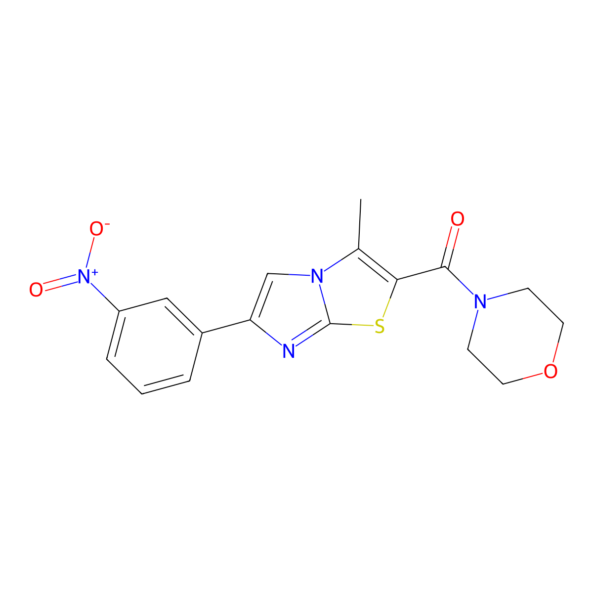 (3-Methyl-6-(3-nitrophenyl)imidazo[2,1-b]thiazol-2-yl)(morpholino)methanone molecular structure, CAS 852135-35-4