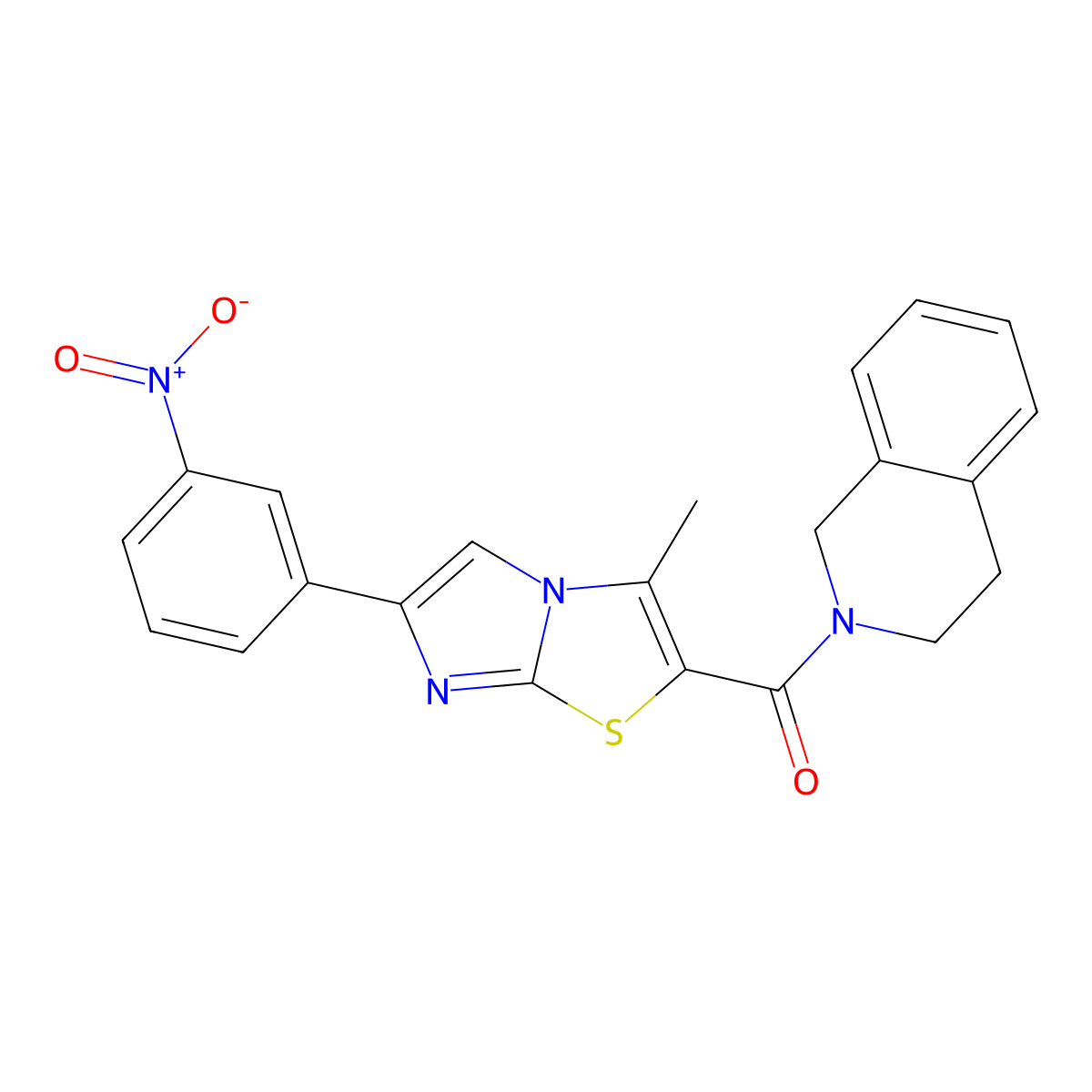2-[3-Methyl-6-(3-nitrophenyl)imidazo[2,1-b][1,3]thiazole-2-carbonyl]-1,2,3,4-tetrahydroisoquinoline molecular structure, CAS 852135-46-7