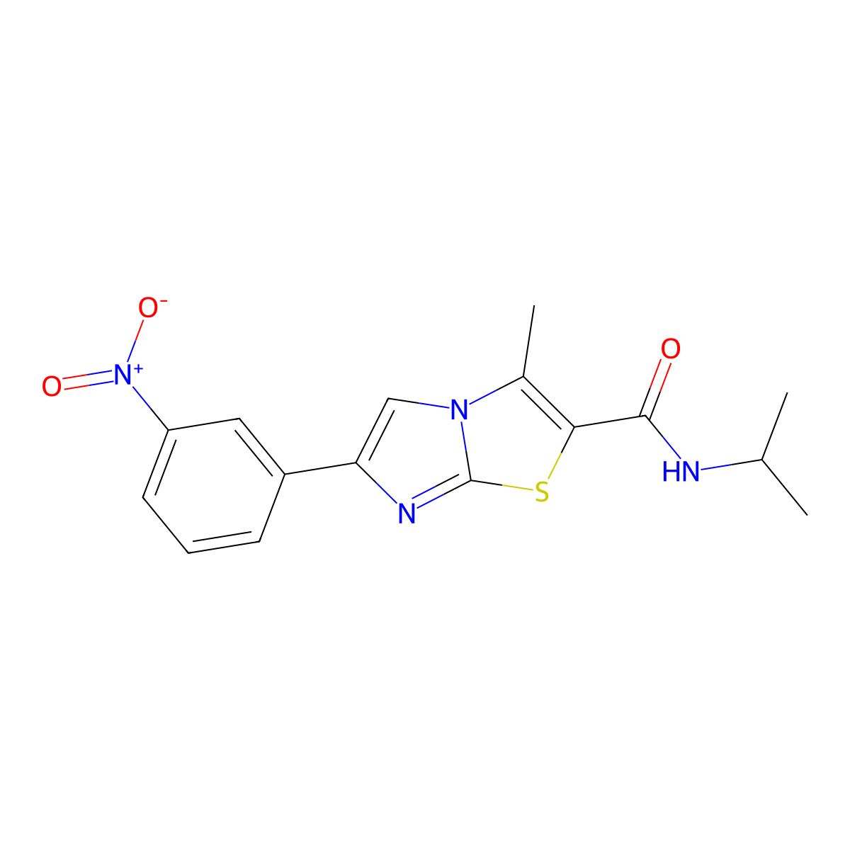 N-isopropyl-3-methyl-6-(3-nitrophenyl)imidazo[2,1-b]thiazole-2-carboxamide molecular structure, CAS 852135-51-4