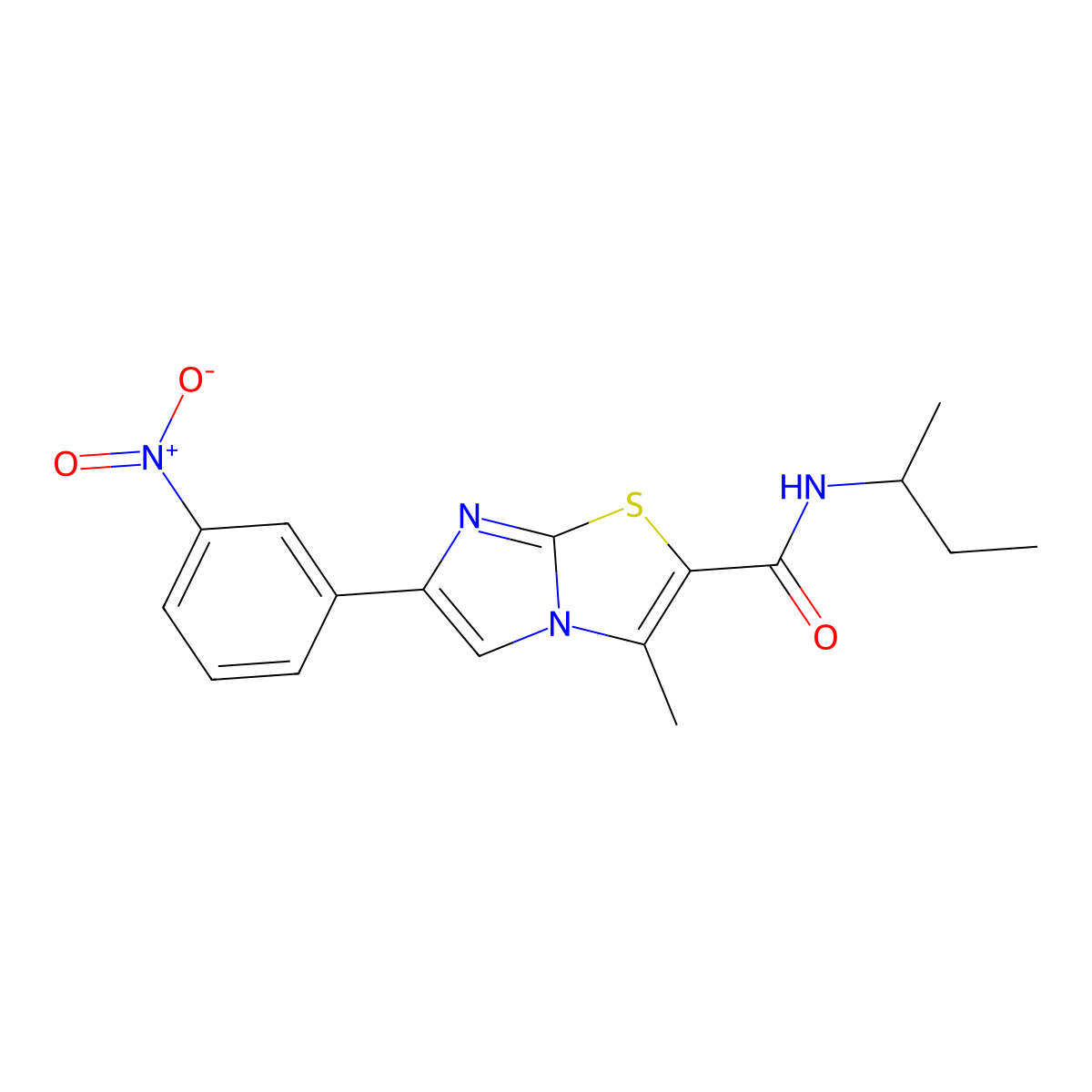 N-(sec-butyl)-3-methyl-6-(3-nitrophenyl)imidazo[2,1-b]thiazole-2-carboxamide molecular structure, CAS 852135-53-6