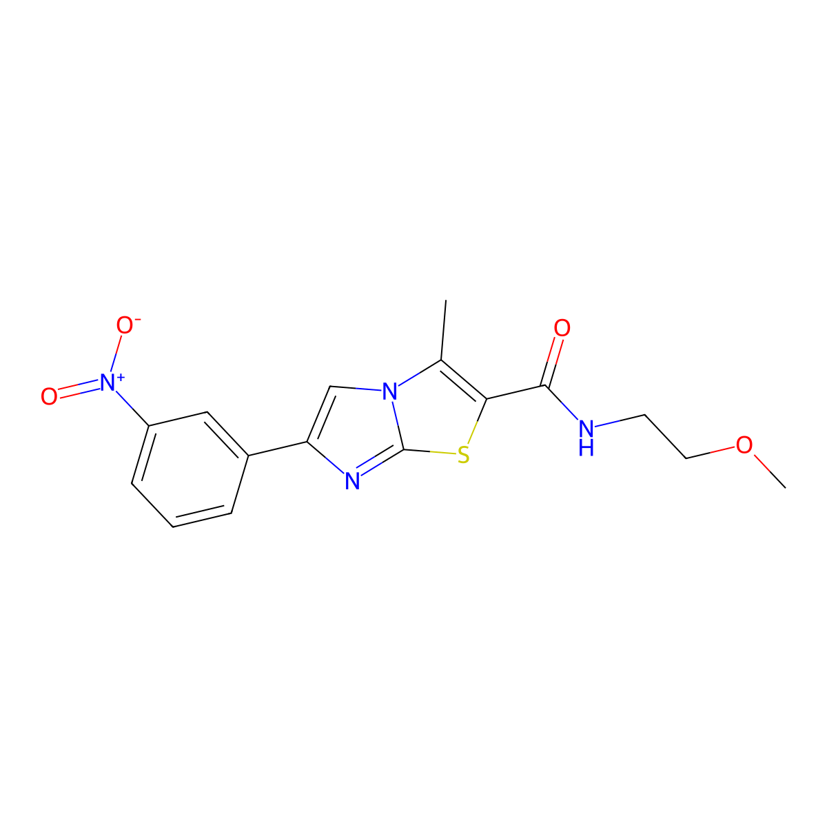 N-(2-methoxyethyl)-3-methyl-6-(3-nitrophenyl)imidazo[2,1-b][1,3]thiazole-2-carboxamide molecular structure, CAS 852135-55-8