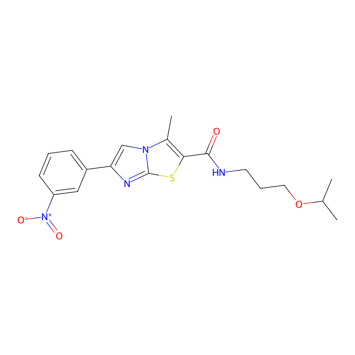 N-(3-isopropoxypropyl)-3-methyl-6-(3-nitrophenyl)imidazo[2,1-b]thiazole-2-carboxamide molecular structure, CAS 852135-56-9