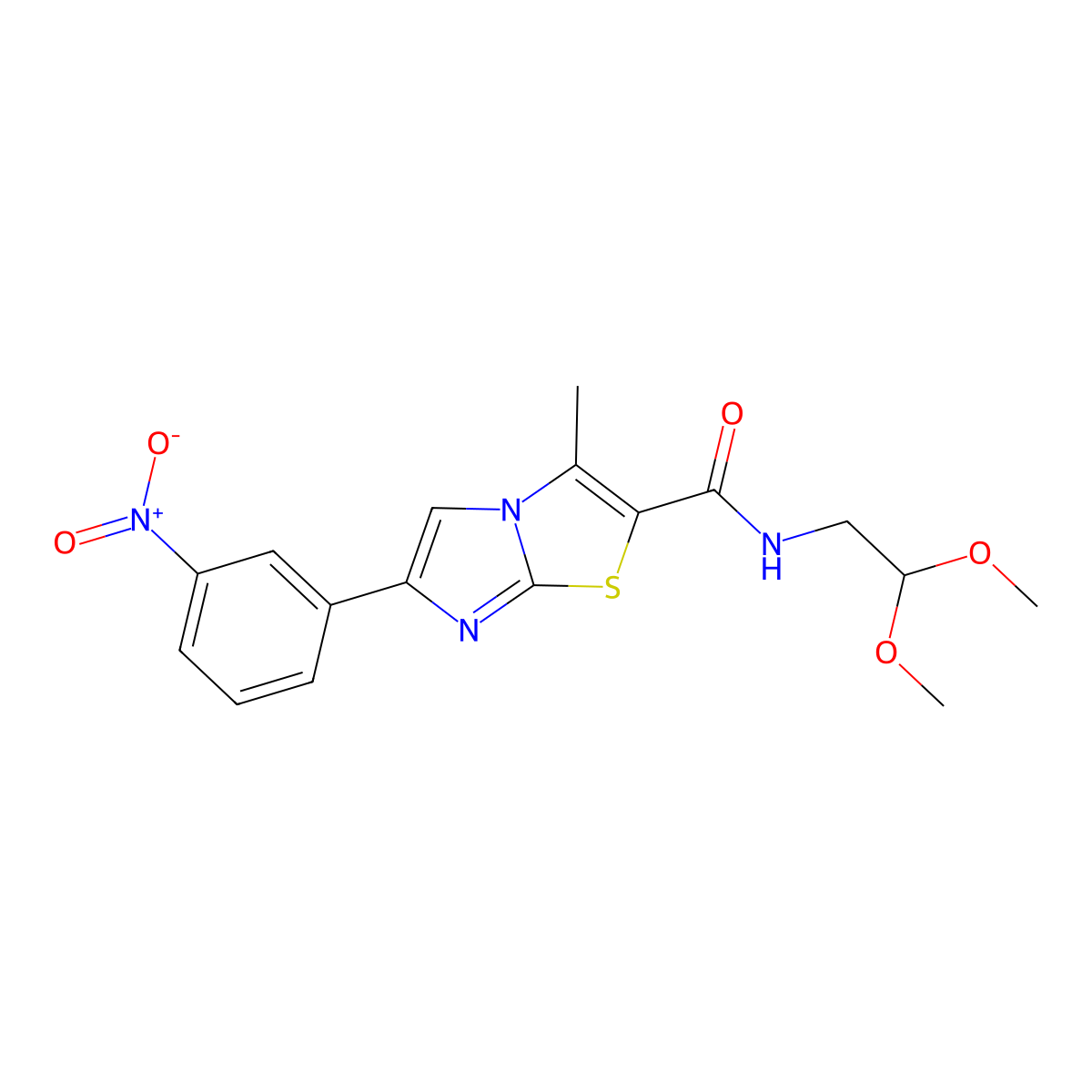 N-(2,2-dimethoxyethyl)-3-methyl-6-(3-nitrophenyl)imidazo[2,1-b][1,3]thiazole-2-carboxamide molecular structure, CAS 852135-58-1