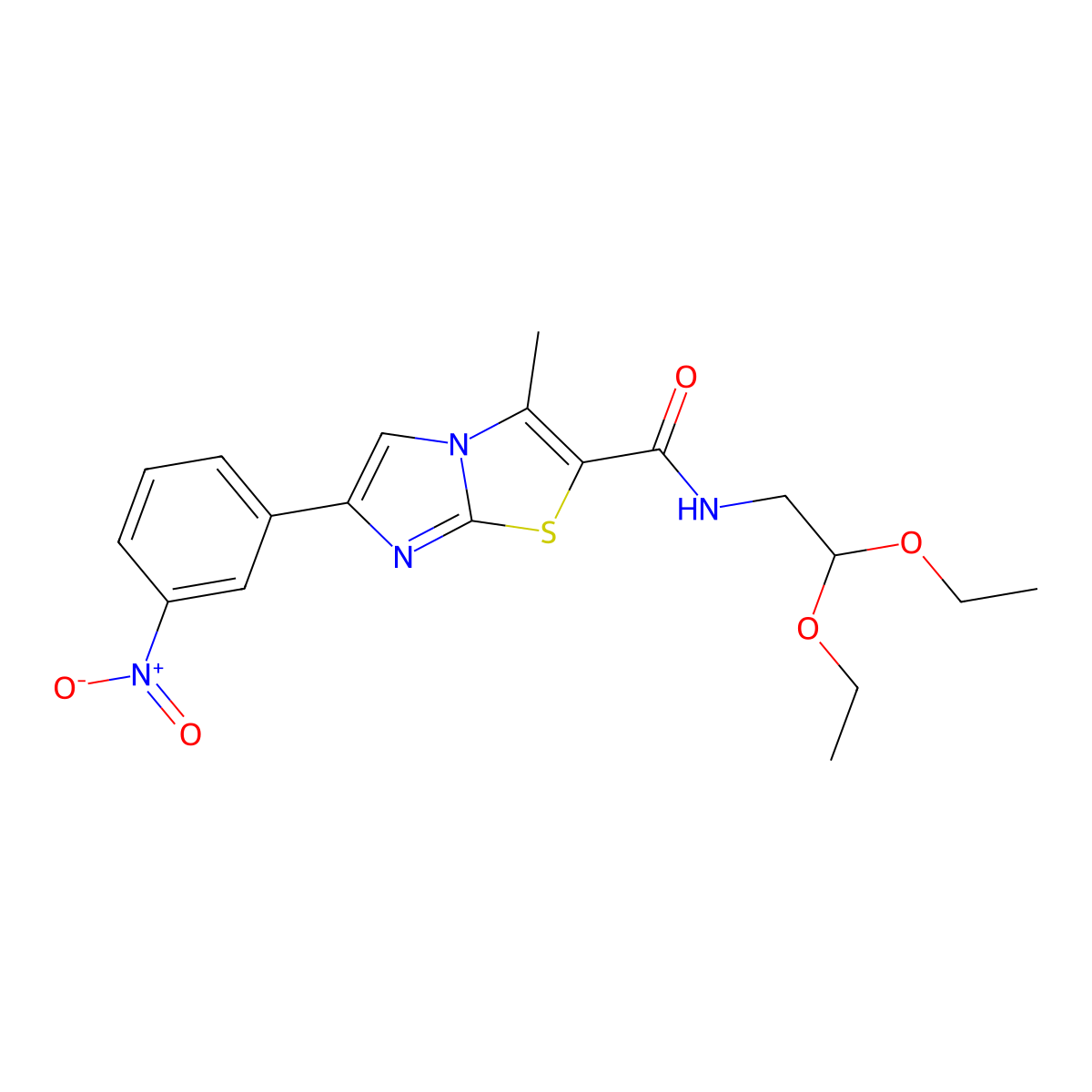 N-(2,2-diethoxyethyl)-3-methyl-6-(3-nitrophenyl)imidazo[2,1-b][1,3]thiazole-2-carboxamide molecular structure, CAS 852135-59-2