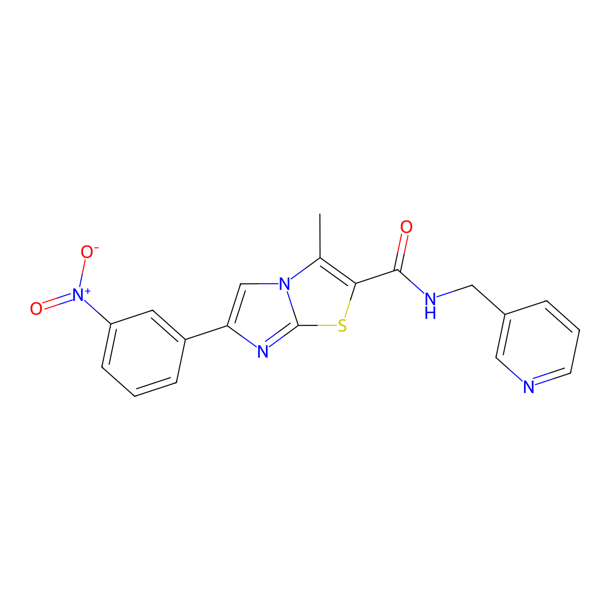 3-methyl-6-(3-nitrophenyl)-N-(pyridin-3-ylmethyl)imidazo[2,1-b]thiazole-2-carboxamide molecular structure, CAS 852135-69-4