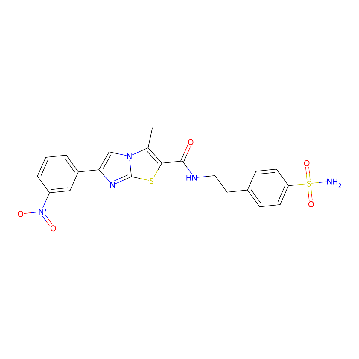3-methyl-6-(3-nitrophenyl)-N-[2-(4-sulfamoylphenyl)ethyl]imidazo[2,1-b][1,3]thiazole-2-carboxamide molecular structure, CAS 852135-79-6