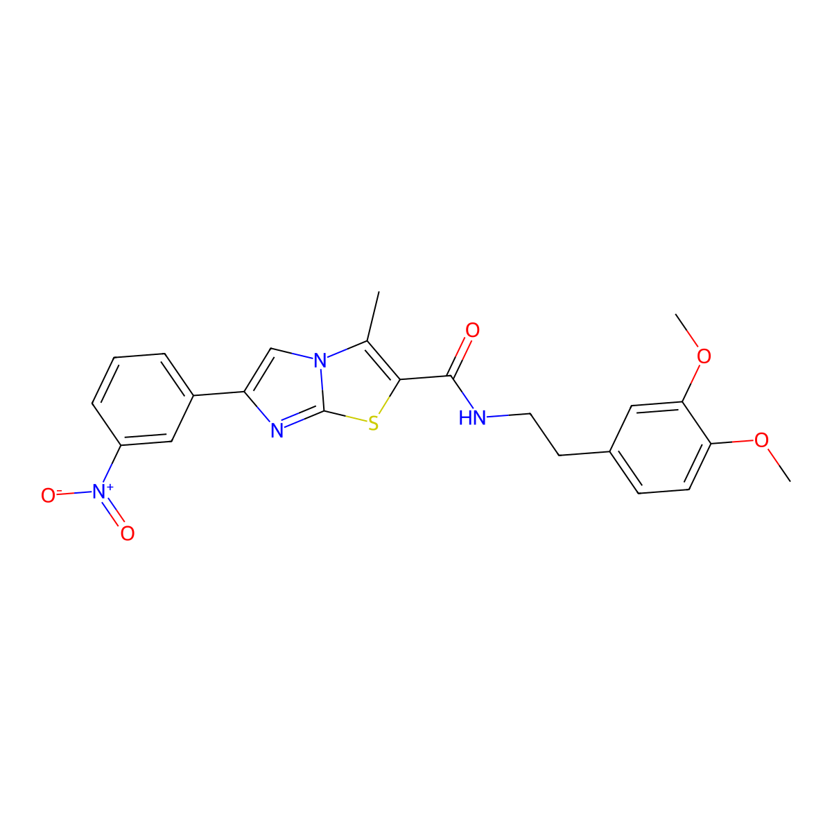 N-[2-(3,4-dimethoxyphenyl)ethyl]-3-methyl-6-(3-nitrophenyl)imidazo[2,1-b][1,3]thiazole-2-carboxamide molecular structure, CAS 852135-80-9