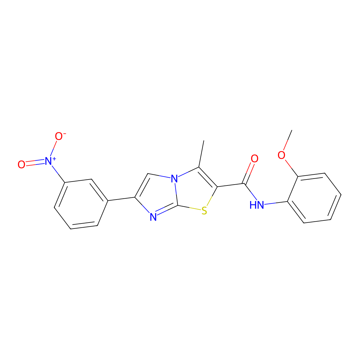 N-(2-methoxyphenyl)-3-methyl-6-(3-nitrophenyl)imidazo[2,1-b][1,3]thiazole-2-carboxamide molecular structure, CAS 852135-85-4