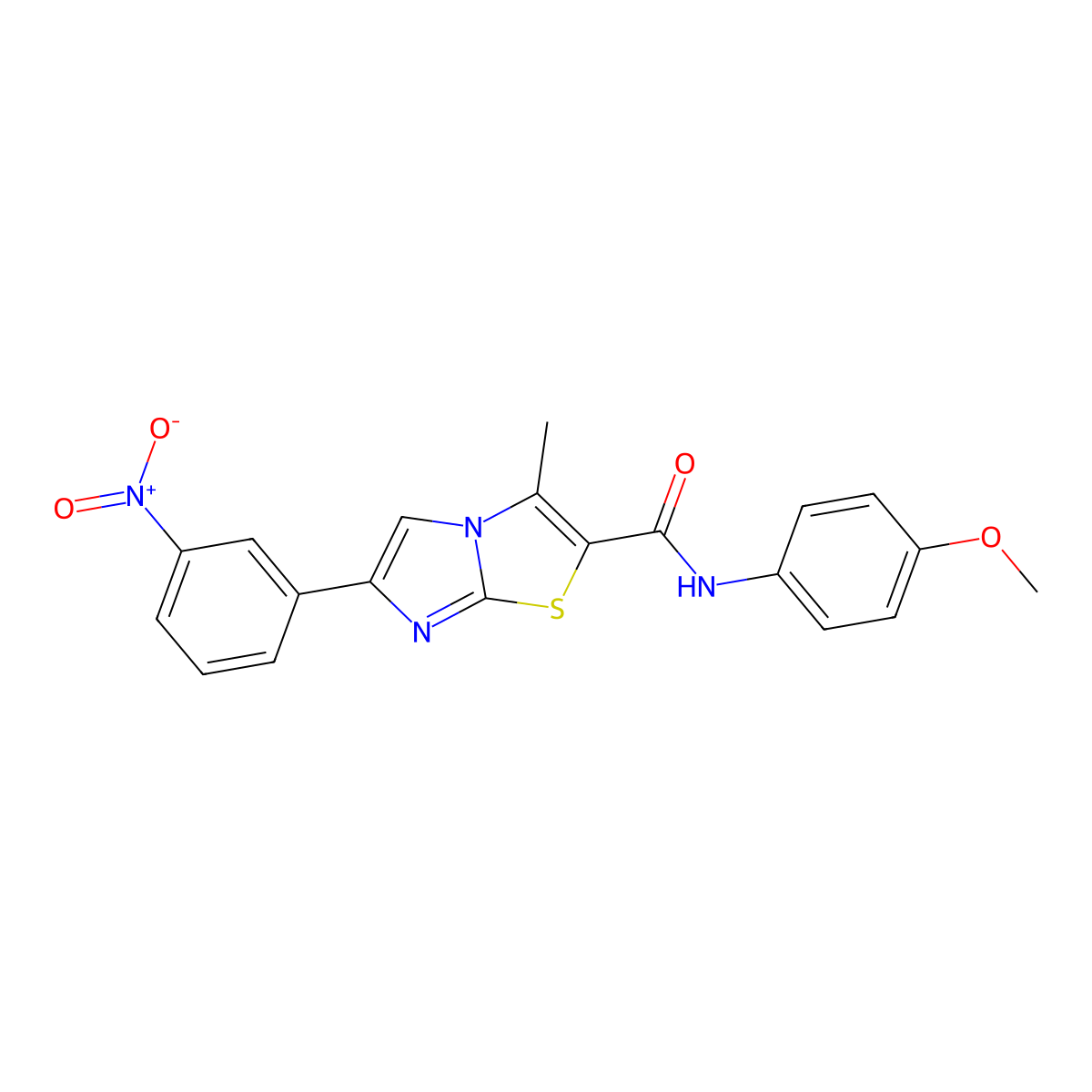 N-(4-methoxyphenyl)-3-methyl-6-(3-nitrophenyl)imidazo[2,1-b][1,3]thiazole-2-carboxamide molecular structure, CAS 852135-87-6