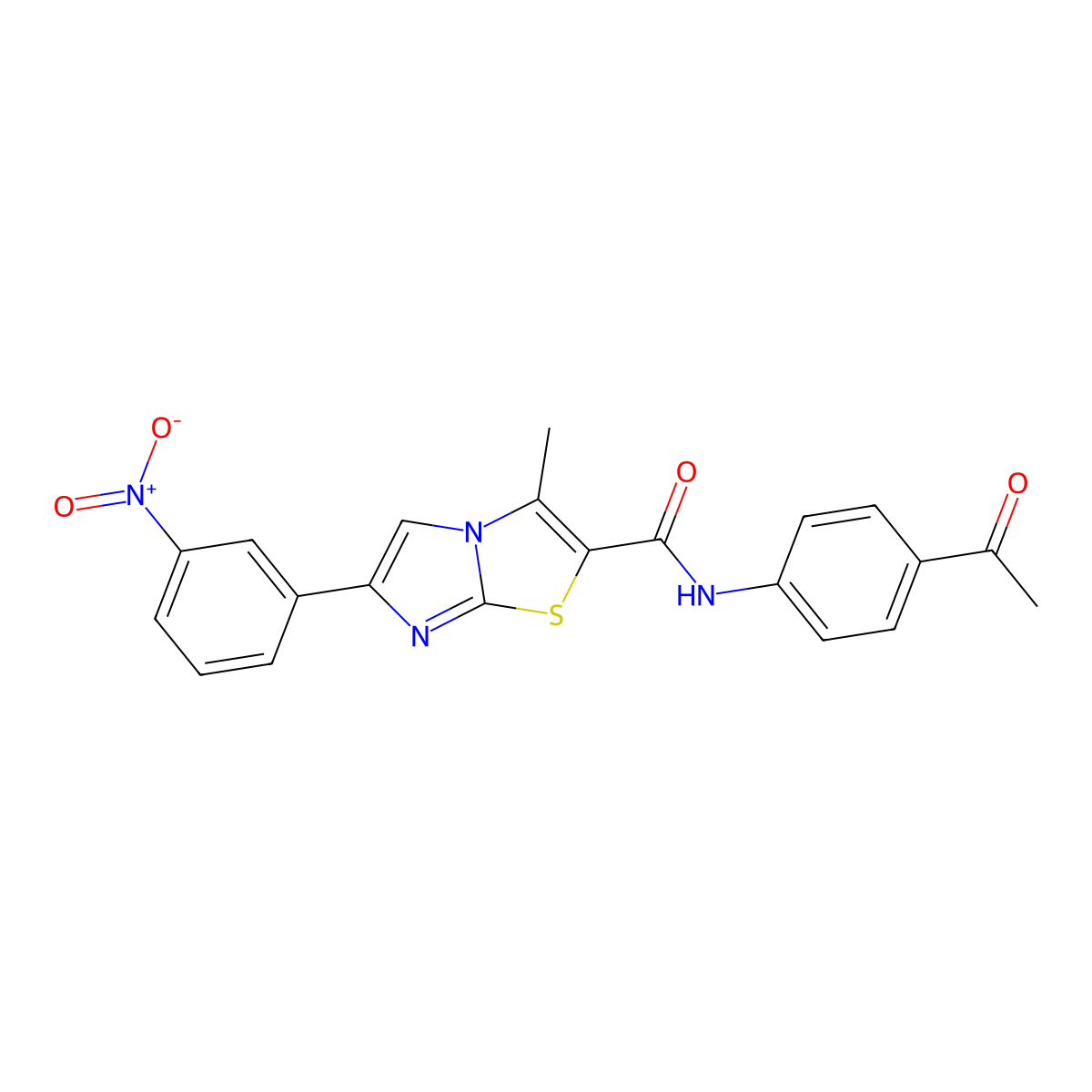 N-(4-acetylphenyl)-3-methyl-6-(3-nitrophenyl)imidazo[2,1-b][1,3]thiazole-2-carboxamide molecular structure, CAS 852135-88-7