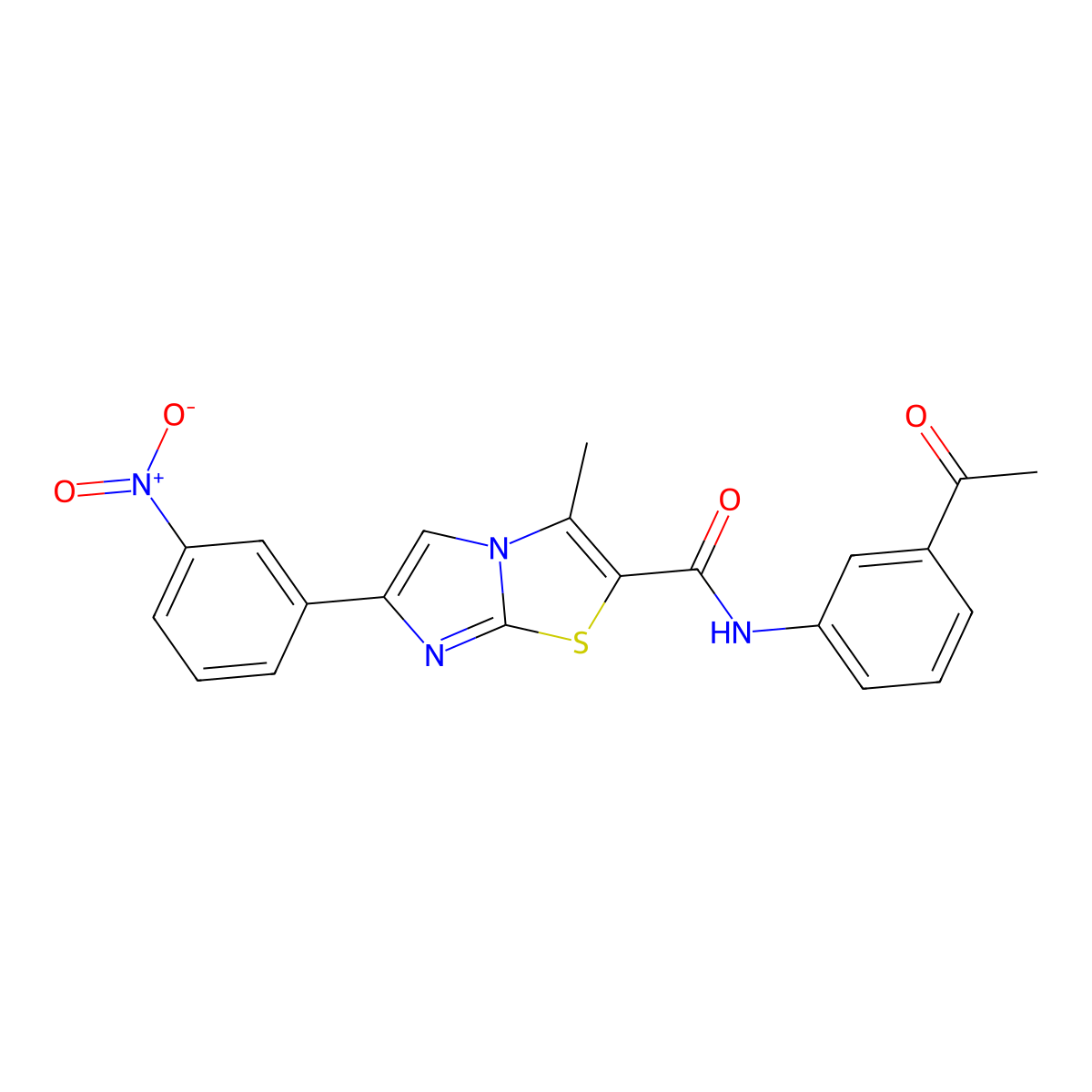 N-(3-acetylphenyl)-3-methyl-6-(3-nitrophenyl)imidazo[2,1-b][1,3]thiazole-2-carboxamide molecular structure, CAS 852135-89-8