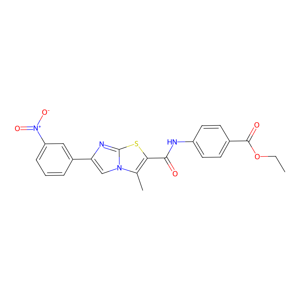 Ethyl 4-(3-methyl-6-(3-nitrophenyl)imidazo[2,1-b]thiazole-2-carboxamido)benzoate molecular structure, CAS 852135-90-1