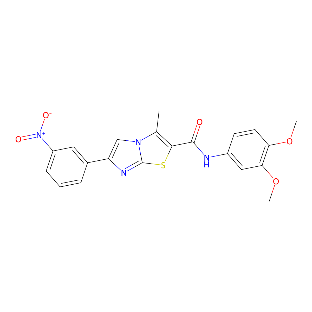 N-(3,4-dimethoxyphenyl)-3-methyl-6-(3-nitrophenyl)imidazo[2,1-b][1,3]thiazole-2-carboxamide molecular structure, CAS 852135-92-3