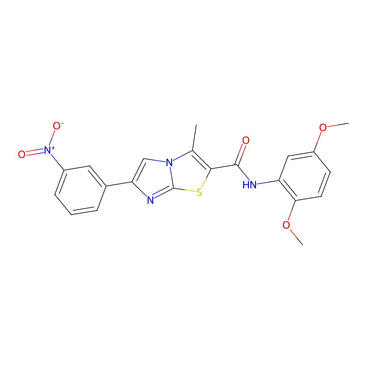 N-(2,5-dimethoxyphenyl)-3-methyl-6-(3-nitrophenyl)imidazo[2,1-b][1,3]thiazole-2-carboxamide molecular structure, CAS 852135-94-5
