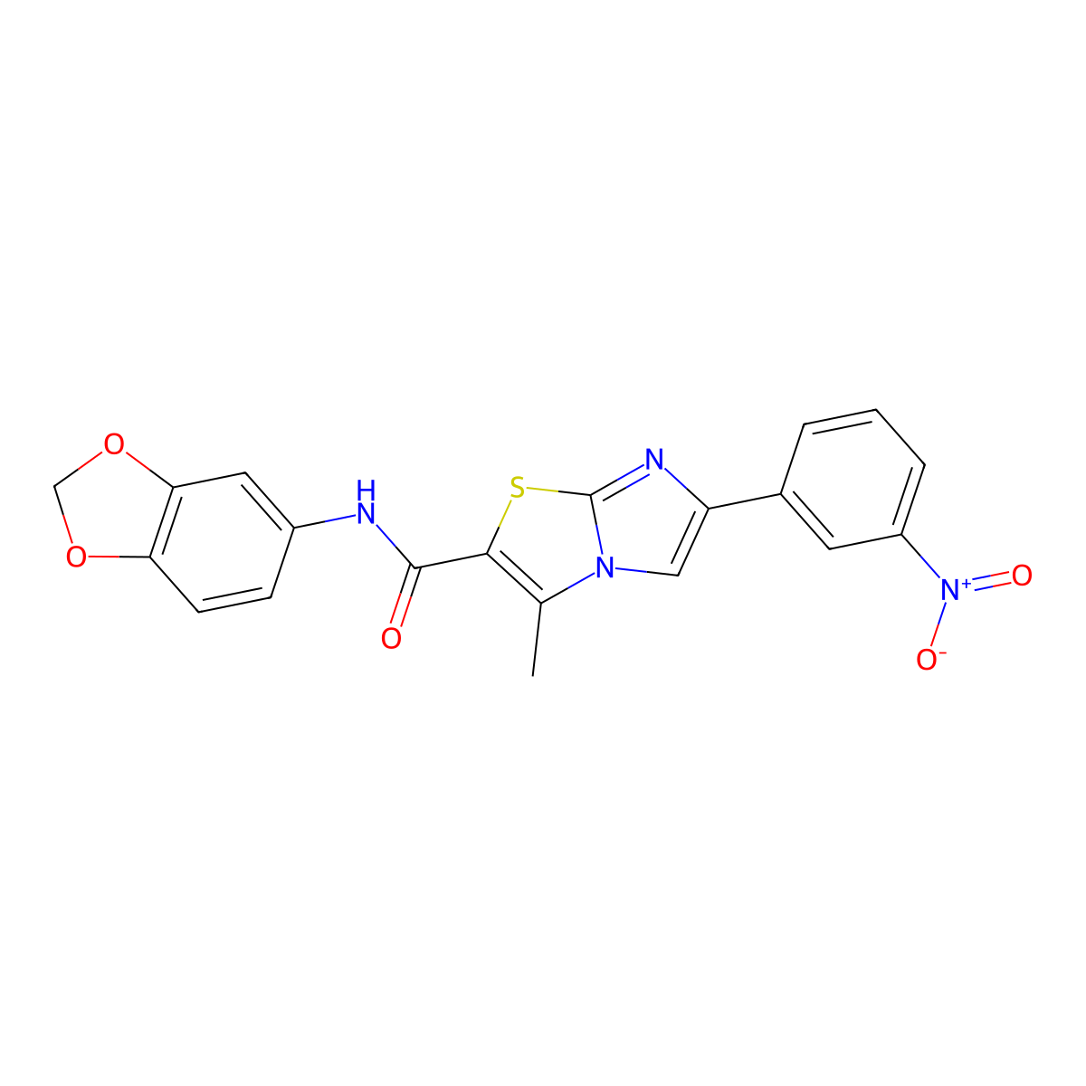 N-(benzo[d][1,3]dioxol-5-yl)-3-methyl-6-(3-nitrophenyl)imidazo[2,1-b]thiazole-2-carboxamide molecular structure, CAS 852135-95-6