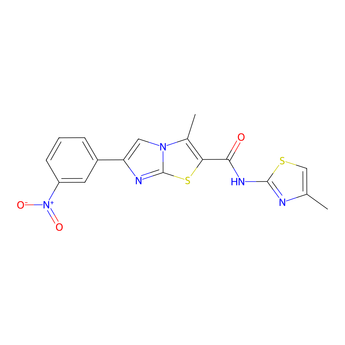 3-methyl-N-(4-methyl-1,3-thiazol-2-yl)-6-(3-nitrophenyl)imidazo[2,1-b][1,3]thiazole-2-carboxamide molecular structure, CAS 852135-97-8