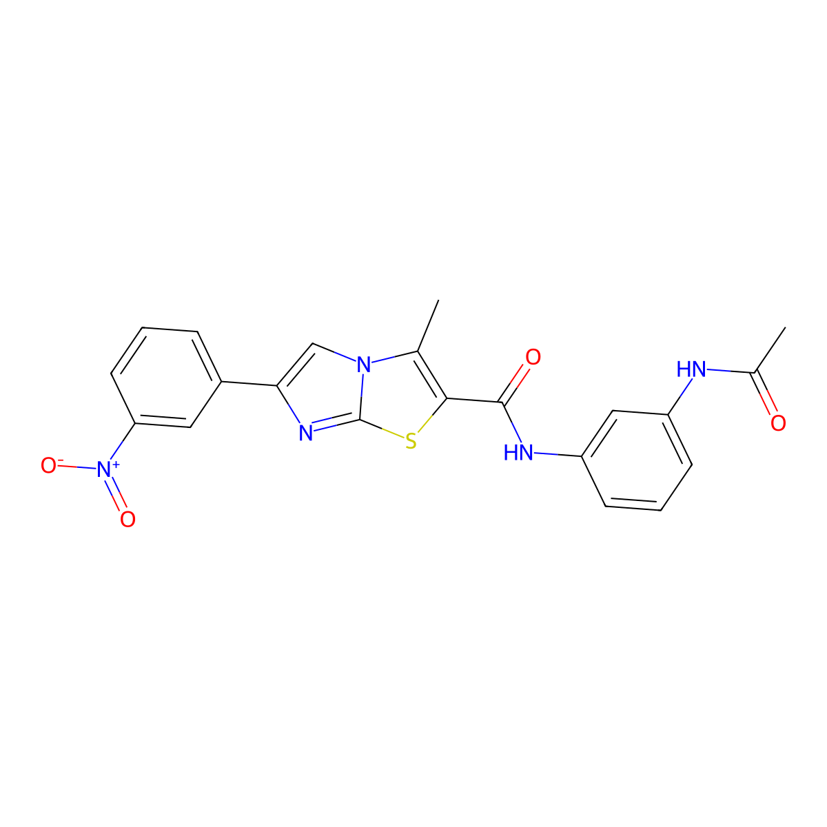 N-(3-acetamidophenyl)-3-methyl-6-(3-nitrophenyl)imidazo[2,1-b][1,3]thiazole-2-carboxamide molecular structure, CAS 852135-99-0