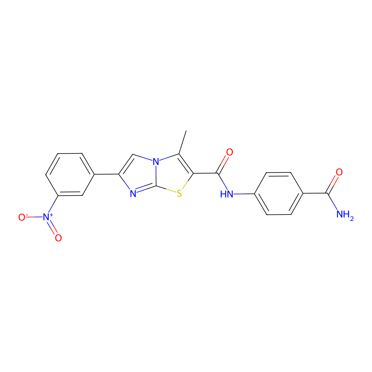 N-(4-carbamoylphenyl)-3-methyl-6-(3-nitrophenyl)imidazo[2,1-b]thiazole-2-carboxamide molecular structure, CAS 852136-02-8