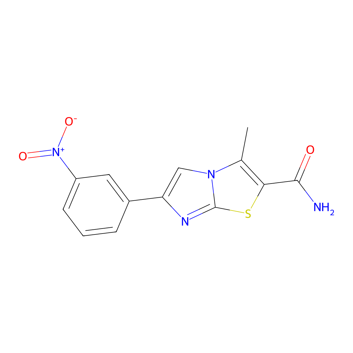 3-Methyl-6-(3-nitrophenyl)imidazo[2,1-b][1,3]thiazole-2-carboxamide molecular structure, CAS 852136-04-0