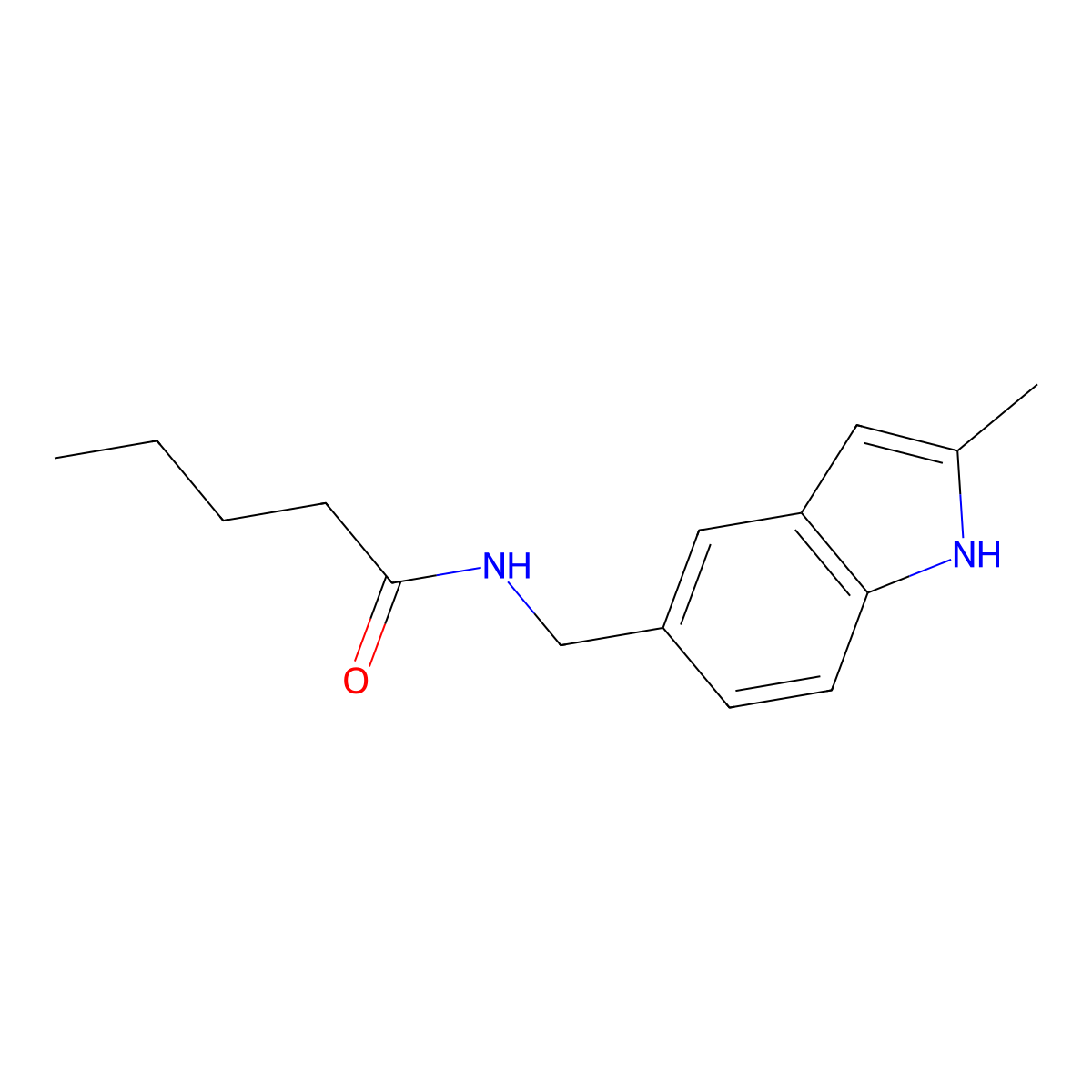 N-[(2-methyl-1H-indol-5-yl)methyl]pentanamide molecular structure, CAS 852136-08-4