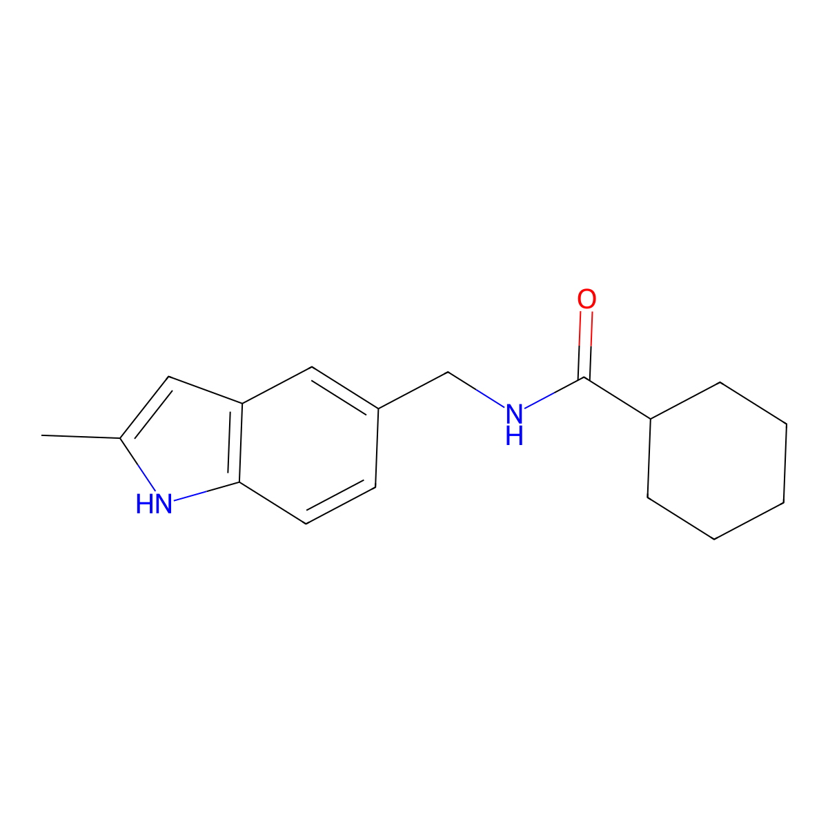 N-[(2-methyl-1H-indol-5-yl)methyl]cyclohexanecarboxamide molecular structure, CAS 852136-13-1