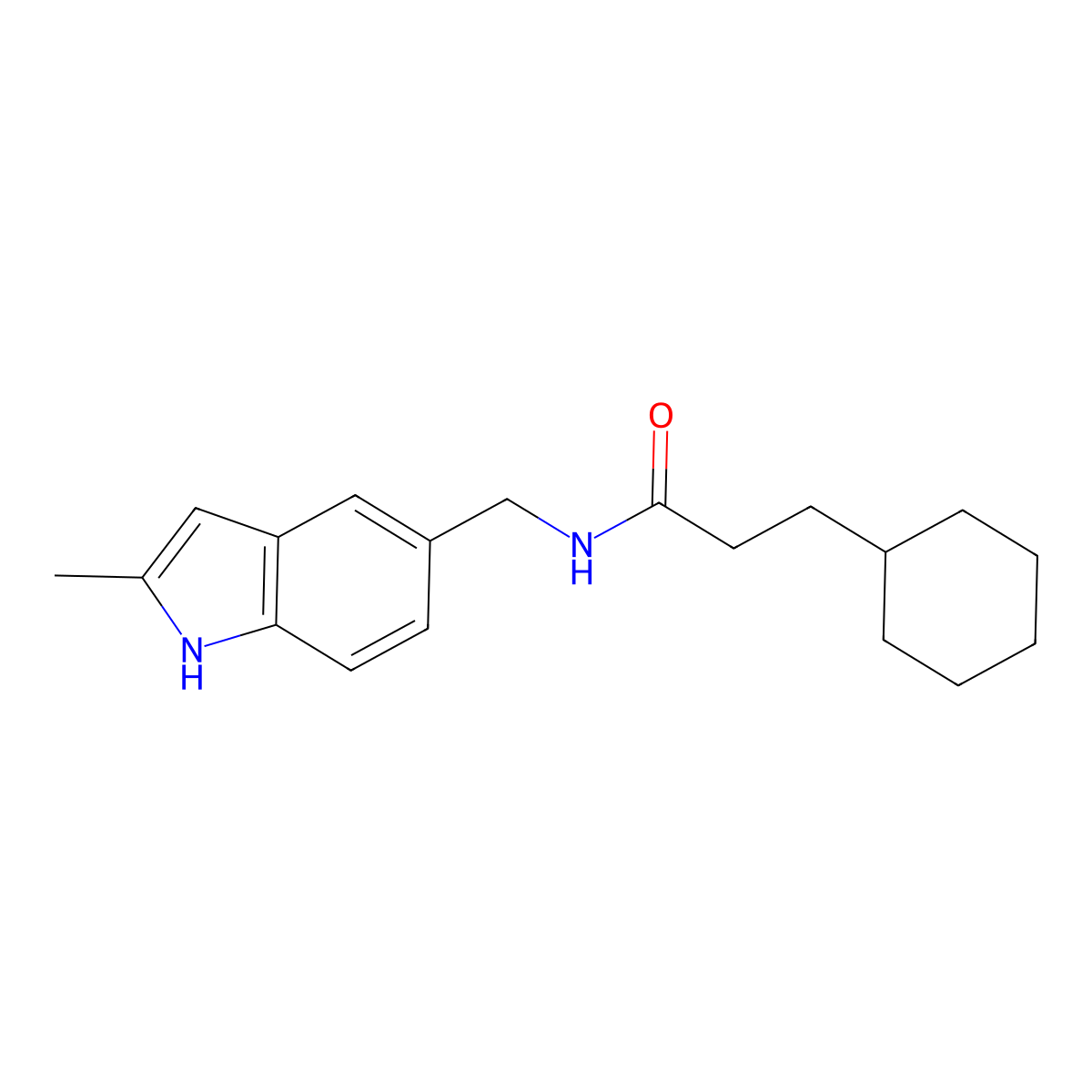 3-cyclohexyl-N-[(2-methyl-1H-indol-5-yl)methyl]propanamide molecular structure, CAS 852136-16-4