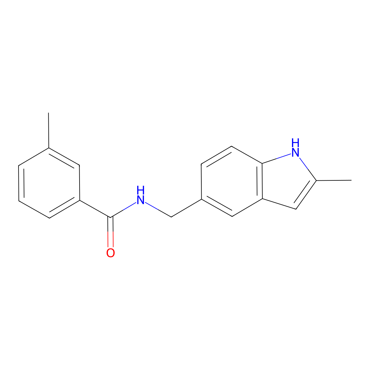 3-methyl-N-[(2-methyl-1H-indol-5-yl)methyl]benzamide molecular structure, CAS 852136-21-1