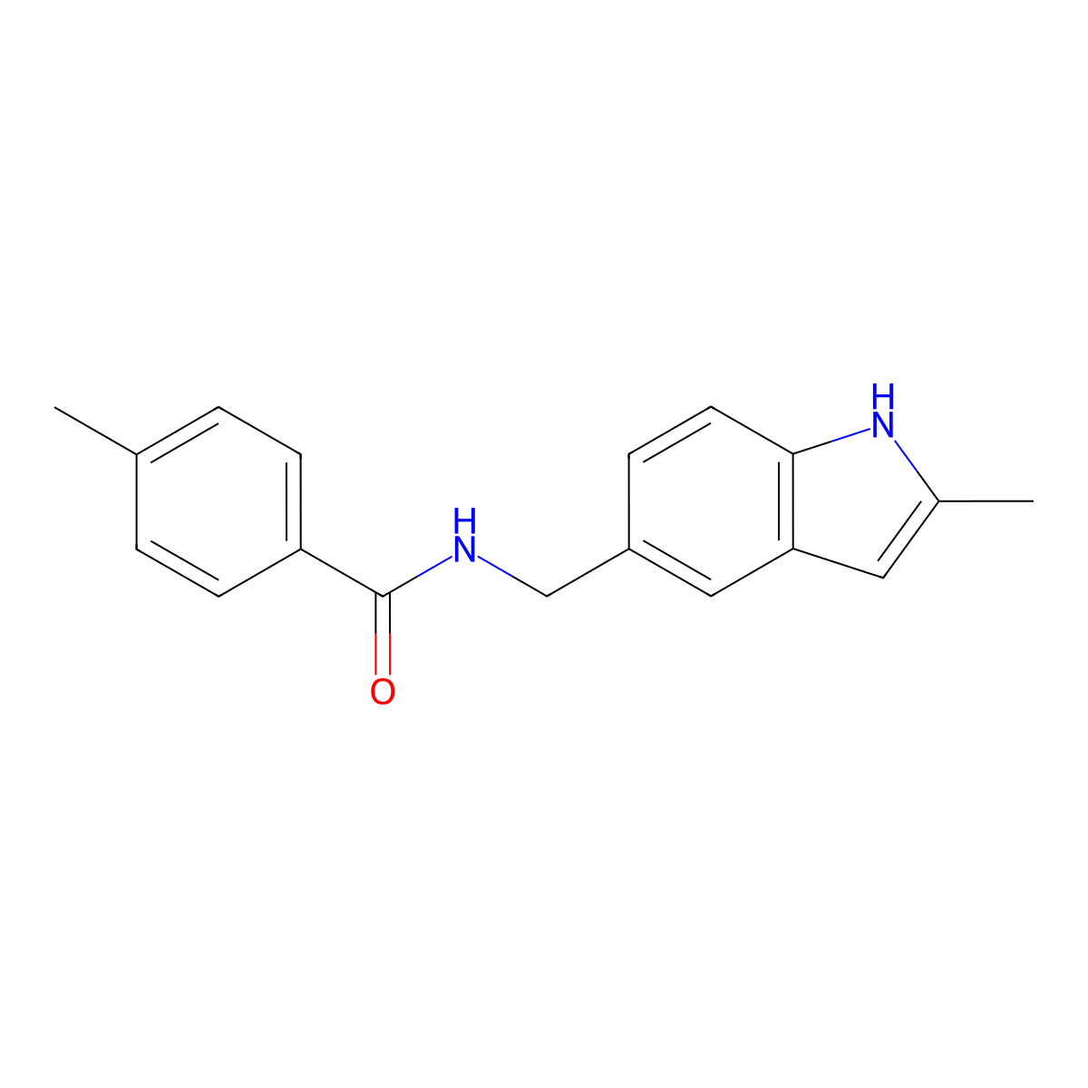 4-methyl-N-[(2-methyl-1H-indol-5-yl)methyl]benzamide molecular structure, CAS 852136-22-2