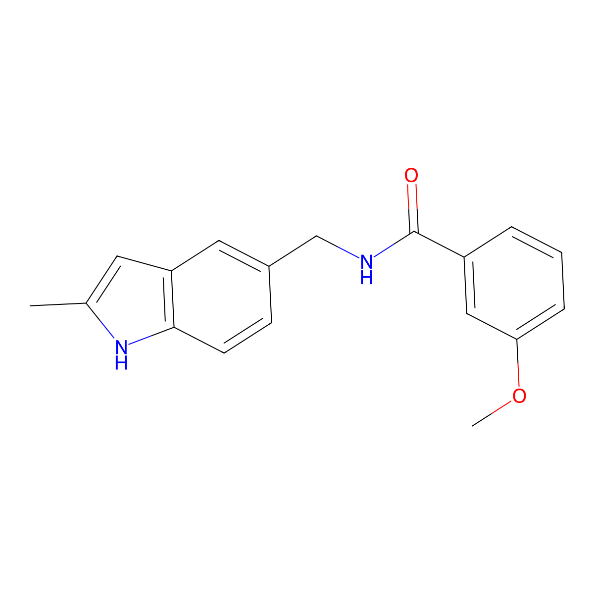 3-methoxy-N-[(2-methyl-1H-indol-5-yl)methyl]benzamide molecular structure, CAS 852136-26-6