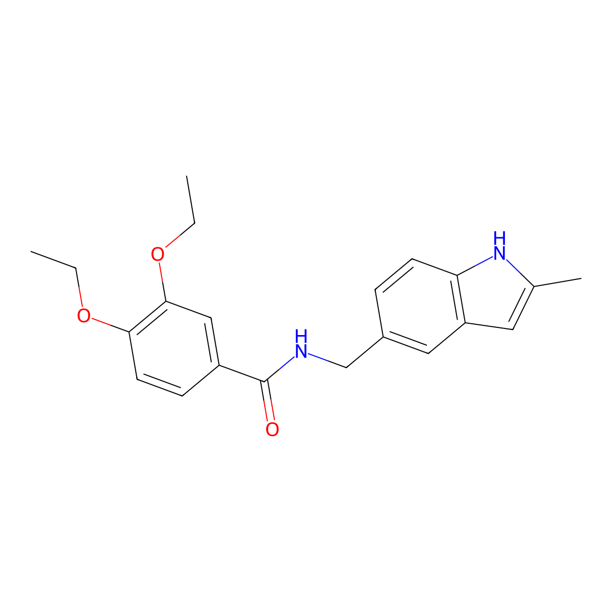 3,4-diethoxy-N-[(2-methyl-1H-indol-5-yl)methyl]benzamide molecular structure, CAS 852136-35-7