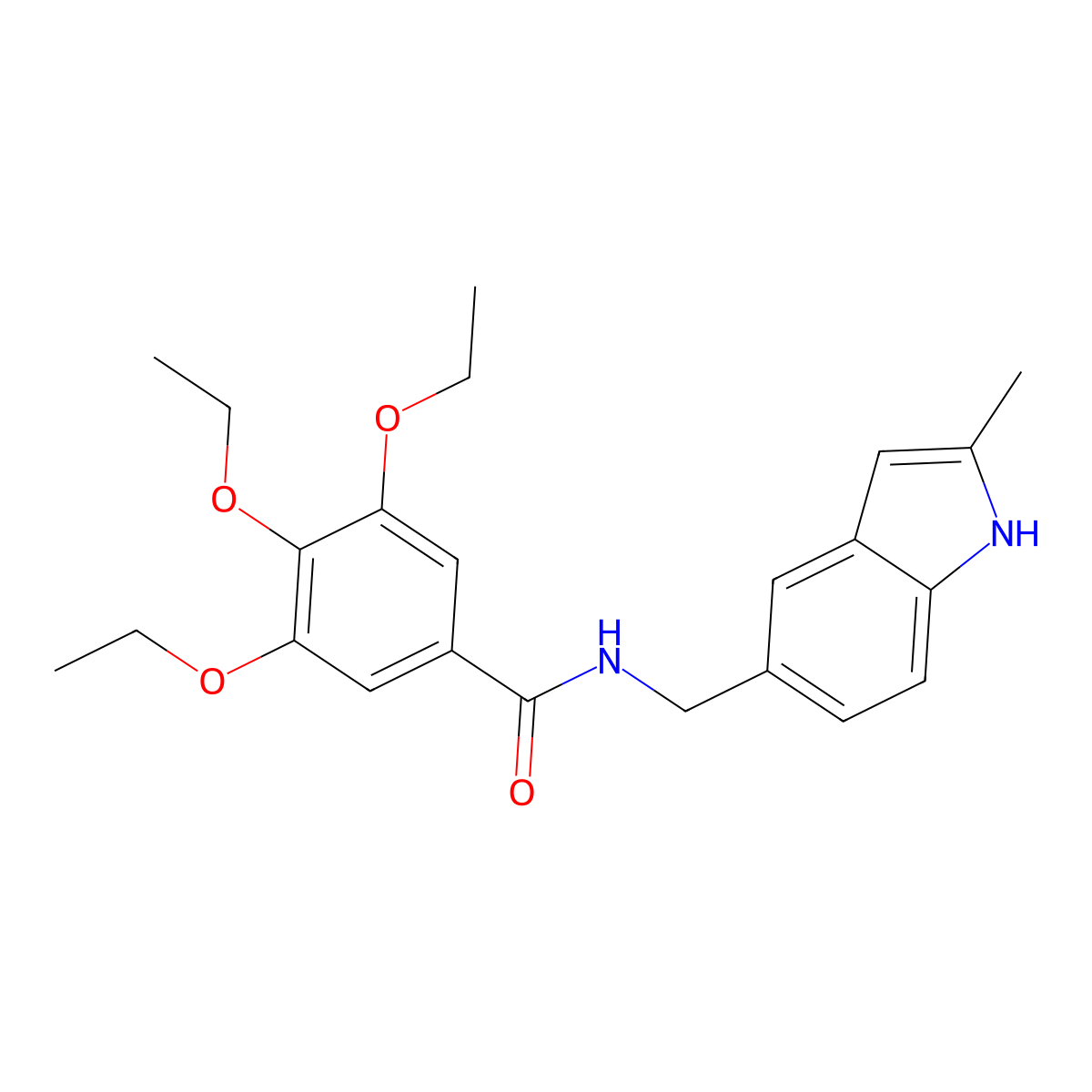 3,4,5-triethoxy-N-[(2-methyl-1H-indol-5-yl)methyl]benzamide molecular structure, CAS 852136-36-8