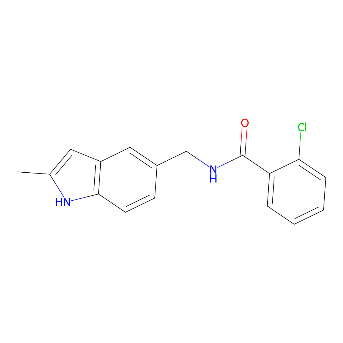 2-chloro-N-[(2-methyl-1H-indol-5-yl)methyl]benzamide molecular structure, CAS 852136-39-1
