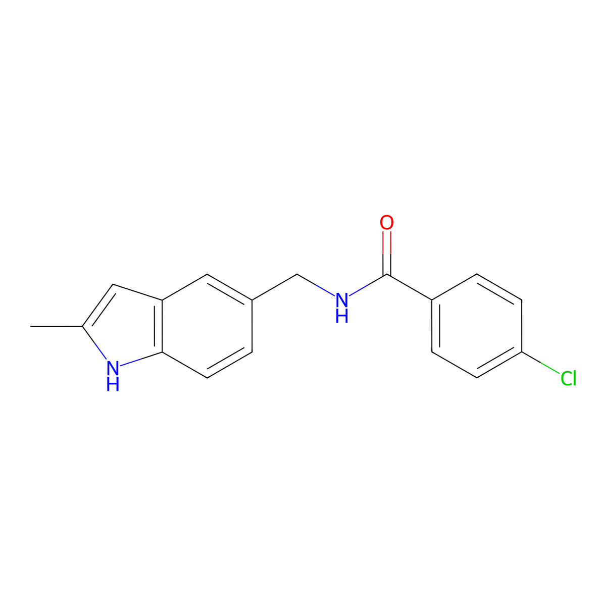 4-chloro-N-[(2-methyl-1H-indol-5-yl)methyl]benzamide molecular structure, CAS 852136-41-5