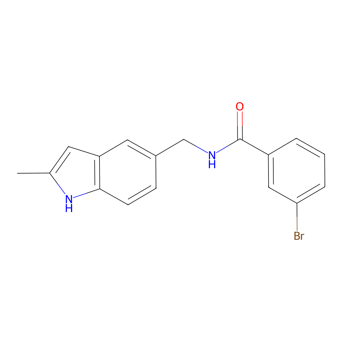 3-bromo-N-[(2-methyl-1H-indol-5-yl)methyl]benzamide molecular structure, CAS 852136-43-7