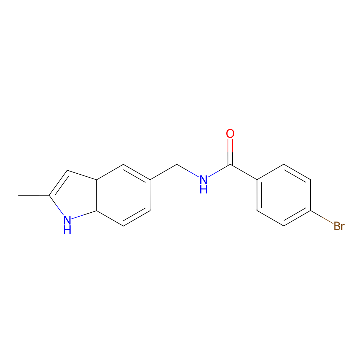 4-bromo-N-[(2-methyl-1H-indol-5-yl)methyl]benzamide molecular structure, CAS 852136-45-9