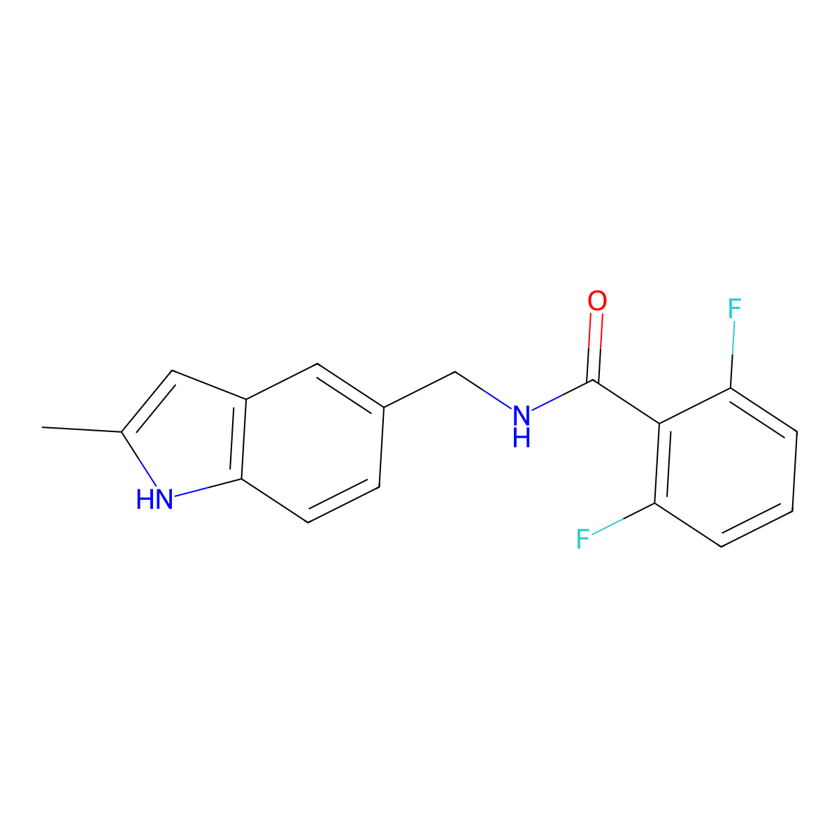 2,6-difluoro-N-[(2-methyl-1H-indol-5-yl)methyl]benzamide molecular structure, CAS 852136-47-1