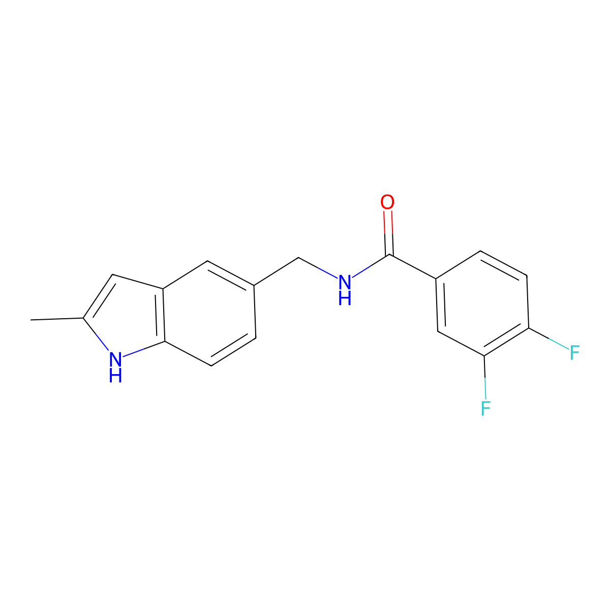 3,4-difluoro-N-[(2-methyl-1H-indol-5-yl)methyl]benzamide molecular structure, CAS 852136-49-3