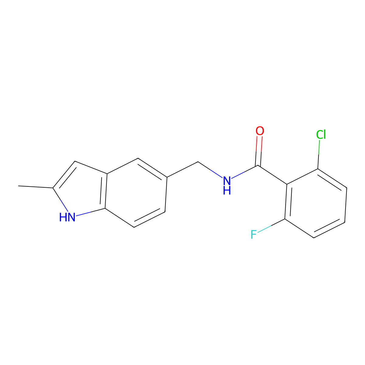 2-chloro-6-fluoro-N-[(2-methyl-1H-indol-5-yl)methyl]benzamide molecular structure, CAS 852136-50-6