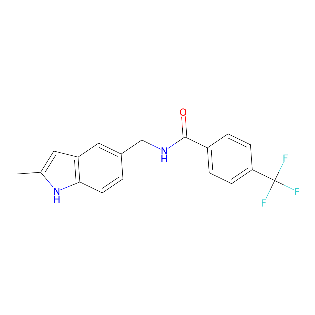 N-[(2-methyl-1H-indol-5-yl)methyl]-4-(trifluoromethyl)benzamide molecular structure, CAS 852136-57-3