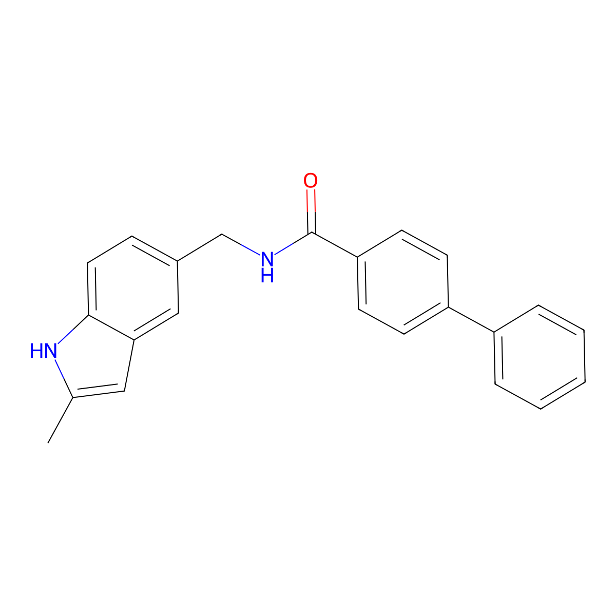 N-[(2-methyl-1H-indol-5-yl)methyl]-[1,1'-biphenyl]-4-carboxamide molecular structure, CAS 852136-60-8