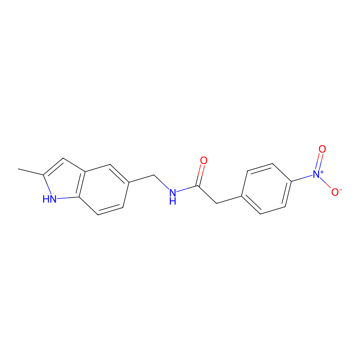 N-[(2-methyl-1H-indol-5-yl)methyl]-2-(4-nitrophenyl)acetamide molecular structure, CAS 852136-74-4